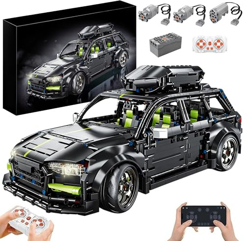 Technik Auto für RS6 Avant, Mit 3Motoren Set, 1:10 Groß Auto Modellbausatz, 2896 Teile MOC Klemmbausteine Rennauto Modell Set, Automodell Sammlerstück Geschenk für Autofans, Mit Originalverpackung