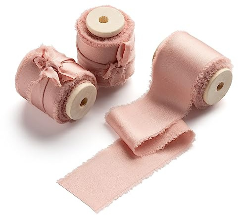 AOKSUNOVA Satinband Schleifenband Hochzeit Geschenkband Breit Rosegold | Breites Satin Schleifenband für Hochzeit,Geschenkverpackung und Dekoration,Stoffband mit Elegantem Glanz und Weicher Haptik