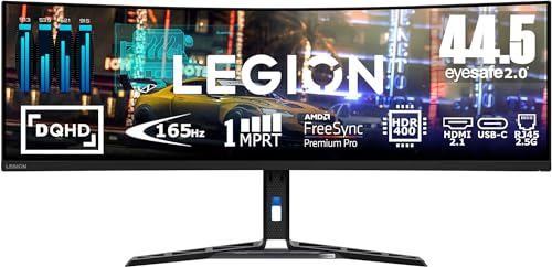 Lenovo Legion R45w-30 | 44,5 5K Gaming Monitor | 5120x1440 | 170Hz | 450nits | 1ms RZ | VA-Panel | USB-C | HDMI | DisplayPort | AMD FreeSync Premium Pro | integr. Lautsprecher | 12,1kg | schwarz