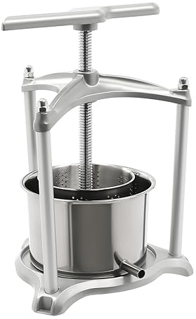 3L Fruit Wine Press Fruit Cider Grinder w/Dual Stainless Steel Barrels Manual Juice Maker Cider Apple Grape Tincture Vegetables Honey Olive Oil Making Press for Herb Vegetables Home Kitchen Use​