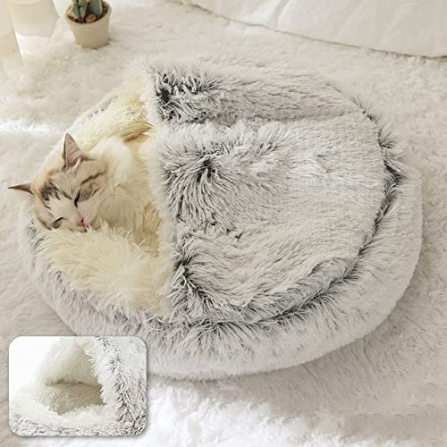 1Pcs Winter 2 In 1 Katze Bett Runde Warme Haustier Bett Haus Lange Plüsch Hund Bett Warme Schlafsack Sofa Kissen Nest Für Kleine Hunde Katzen Kätzchen