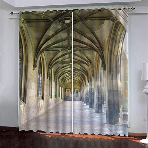 2Pcs/Set Style Hallway 183(W) X 214(H) Cm Window Curtains For Living Room Bedroom Kitchen 3D Blinds Finished Drapes Blackout Curtains Home Bedroom Kitchen Bathroom Curtains