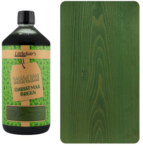 Littlefair's | Water Based Wood Dye | Special Colours Range | Indoor and Outdoor Use | Environmentally Friendly | Christmas Green (1ltr)
