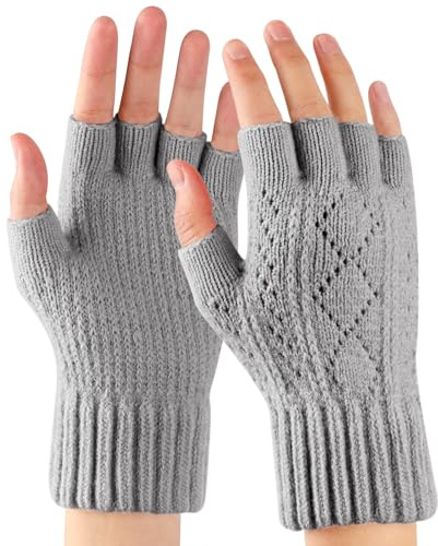 TAGVO Gant Sans Doigt Hommes Femme, Elastique et Respirant Mitaine femme Gants Tricotés Chauds Tactiles Hiver, Gants Coupe-Vent pour Dames Gants de Cyclisme pour Course à Pied en Plein Air, Travail