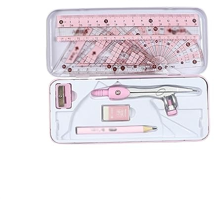 Zirkel 8-teiliges Kompass-Set, Mathe-Geometrie-Set, Studentenbedarf, Studentenbedarf, Zeichenkompass, Winkelmesser, Lineal, Bleistift, Radiergummi for Studenten und technisches Zeichnen Geometriezirke
