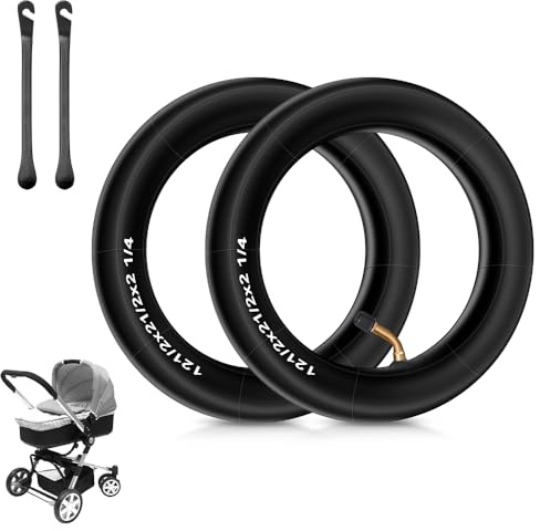 mizikuu 2 PCS Camera d'aria 12 1/2x 2 1/4, Doppio Spessore Tubi per Passeggino con Valvola A ngolare 45°con 2 Stick per Supporto per Bambini Bicicletta Pneumatici