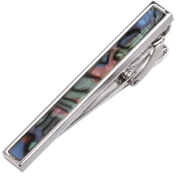 Aotiwe Krawattenklammern für Herren, Krawattenklammern Silber Abalone Muschel Eingelegt Krawattennadel Retro aus Kupfer