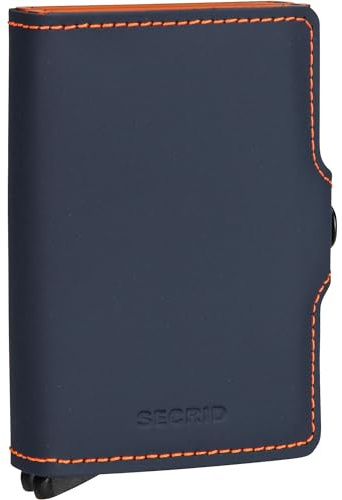 Secrid Miniwallet Matte Night-Blue & Orange aus Leder, in der Farbe Blau/Orange, für 4 Karten mit oder 6 Karten ohne Prägung, Maße: 10,2 x 6,5 x 2,1 cm, TM-Night Blue & Orange