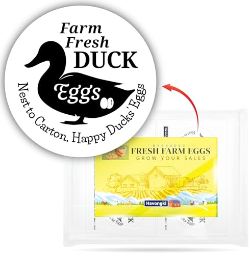 120 Duck Egg Carton Labels Stickers | White | Farm Fresh Eggs | 4 6 12 15 18 30 48 50 Count - Basket Box Container Extra Organizer Farm Supplies