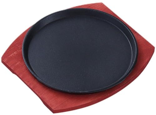 Tsffae Kommerzielles Servierbrett, Grillpfanne, Grillplatte, Eisen-herdplatte, Guss-grillpfanne, Bratpfannen-Set, Platte, Grill, Teppanyaki-Steak-Platte, Japanisches Tablett