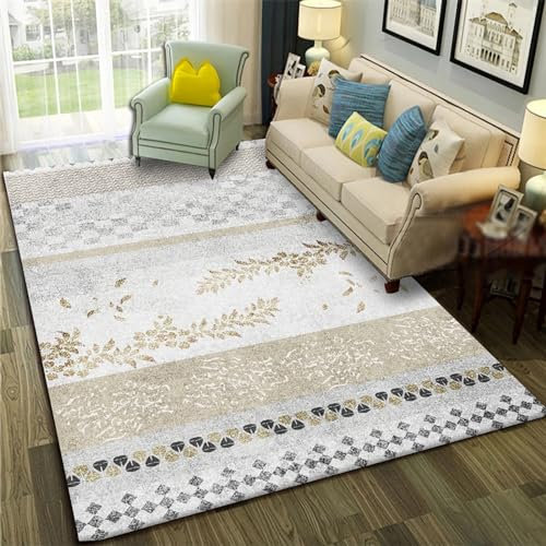 Vorraum Teppich,Waschbarer strapazierfähiger Teppich Braun Grau Tinte Design,Living Room Carpet deko modern,80x160cm