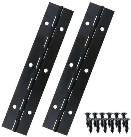 MEETOOT 2PCS 6x1inch Black Stainless Steel Metal Piano Hinge with Screw Suitable for Door Cabinet Toolbox and Wooden Box