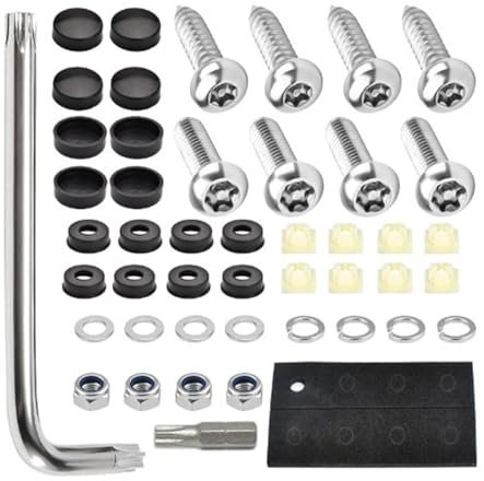 Holdes Fermagli per auto, viti di immatricolazione per auto, kit di fissaggio per bulloni in acciaio inossidabile, per supporto per cornice di etichette per auto, dado di fissaggio a prova di