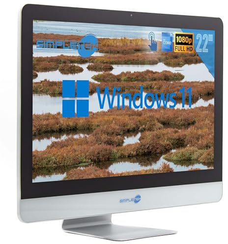 SIMPLETEK Écran tactile tout-en-un | 22 Full HD Core i5 2500T 2,3 GHz Windows 11 Pro | 16 Go RAM SSD 2 To | Webcam écran tactile haut-parleur interne + souris et clavier sans fil | Ordinateur