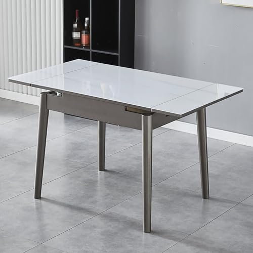 JIAOCKJIAO Ausziehbarer Esstisch, Moderner Küchentisch, Schieferarbeitsplatte, Esszimmertisch aus Holz, Einfache Montage, Langer Esstisch, Konferenztisch, for Restaurant(90cm/35.4in)