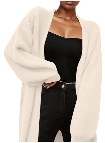 Lange Strickjacke Damen, Strickmantel Damen, Langarm Zopfmuster Strickjacken Damen V-Ausschnitt Knopfleiste Cardigan Damen Lose Elastisch Strickjacke Damen Business-Strickjacken Für Den Pendelverkehr