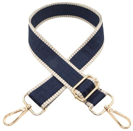 Lång hållare bred väskrem – justerbar ersättning axelrem handväska axelväska rem gitarr stil cross-body rem för handväska axelväska lång väska, marinblå, en storlek
