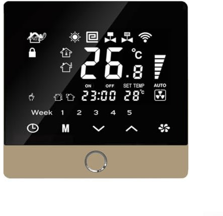Termostato WiFi, termostato inteligente programable, con pantalla táctil, programable para Tuya y control de voz, 86 x 86 mm (dorado)