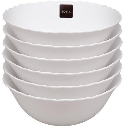 Best House | Round Bowl Set | Salad Soup Fruit Bowl Set | Opalware | White | 7.5/19 cm | Set of 6 Pcs | Microwave, Oven, and Dishwasher Safe, Serving Dinner Bowl Dinnerware Set