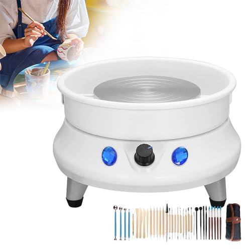 Macchina per Ceramica Elettrica Giradischi elettrico per tornio da vasaio, 13 cm, macchina per ceramica per arte in ceramica, adulti, 0-200 giri/min, 60 W, strumento fai da te per argilla