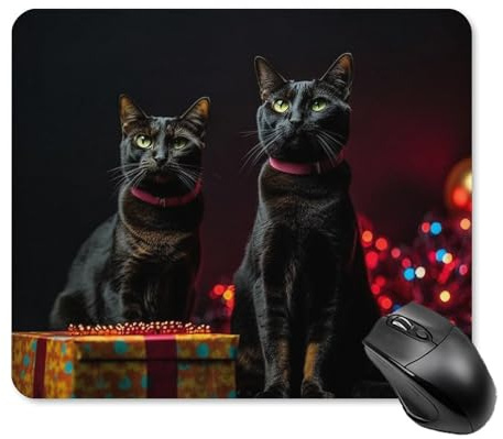 Cat Sitting on Gift Box Mousepad Desk Pad with Non-Slip Rubber Base Gaming Mousepad Square Mousepad Desk Mat for Laptop Office Desk Accessories Gift 25 * 30cm