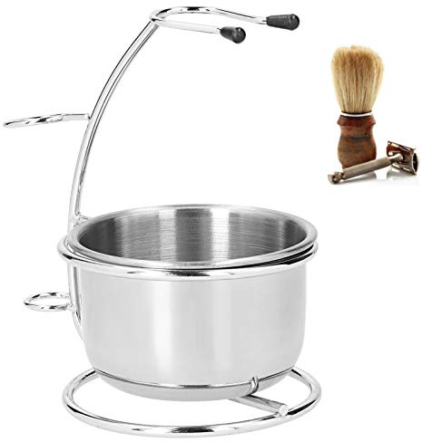 Supporto per Pennello da Barba con Ciotola per Sapone, Rasoi di Sicurezza in Acciaio inossidabile Set Porta Pennello da Barba Kit da Barba per Toelettatura per Uomo