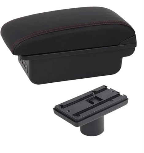 JBPIHZT Almacenamiento Reposabrazos para Coche para Seat para Ibiza 6j para Ibiza 6L Central Store Content Styling Decoration con Portavasos Doble Capa 3 USB Caja Reposabrazos(C1 Línea Roja)
