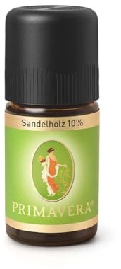 PRIMAVERA Ätherisches Öl Sandelholz 10% 5 ml - ideales Duftöl für die Aromatherapie, entspannend & erdend, Duft: holzig, warm - vegan
