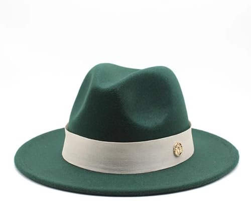 AAIXXIZAO Fedora Trilby Filzhut Hut Fedora Hut Für Frauen Hochzeit Dekorieren Kirche Kappe Panama Party Jazz Hut 56-58Cm Dunkelgrün