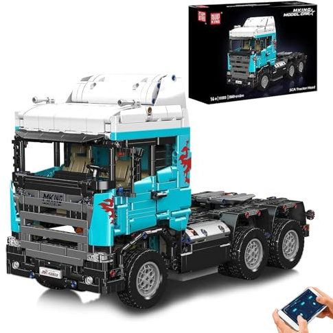 Mould King 13203 MOC Technik für Scania Zugmaschine Fernsteuerungs Baustein Sechsradantrieb Schwerlast LKW Modell, APP elektrischer Ingenieur-Schlepper Technologie Klemmbausteine Bausatz （2060+Teile）