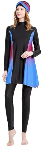 schwimmkleid damen muslim, Damen Badeanzug Muslimische Langarm Full Cover Burkini Bademode Ganzkörper 3tlg Tankini Schwimmoberteile Schwimmhose Hijab Modest Schwimmanzug Muslim Islamischer Beachwear