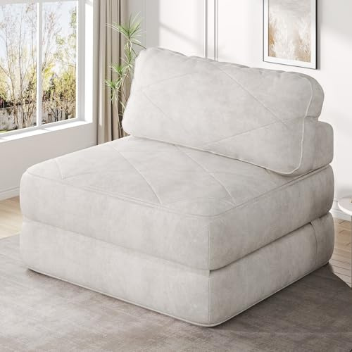YITAHOME Folding Sofa Bed,New Upgrade Resilient Pocket Spring Cushion-Fold Out Chair Bed, Convertible Lazy Sleeper Chair with Back Support,Comfy Floor Sofa Lounge for Living Room, Bedroom, Beige