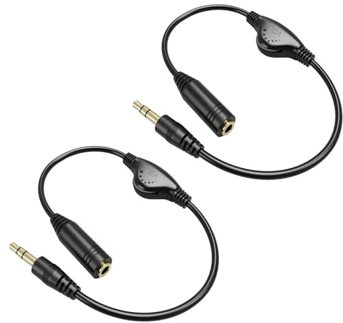 GERUI 2 st stereoljudsförlängningskabel, 3,5 mm uttagskontakt, volymkontroll, med regulator, för hörlurar, PC, dator, smartphone, surfplatta, högtalare
