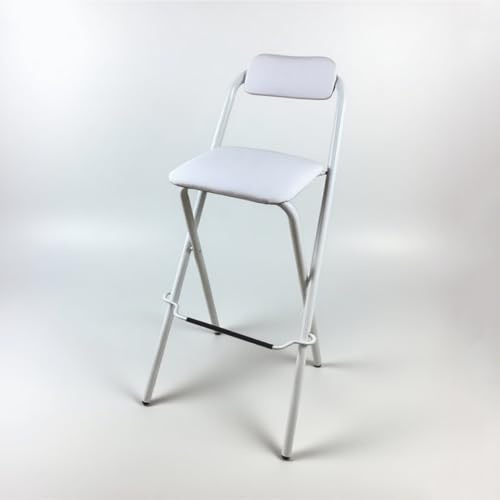 GSKDZG Sedie Pieghevoli Imbottita 65cm 70cm 75cm Sgabello Pieghevole Portatile Per Cucina Bancone Campeggio Sgabello Da Bar Con Schienale E Poggiapiedi(White,65cm)