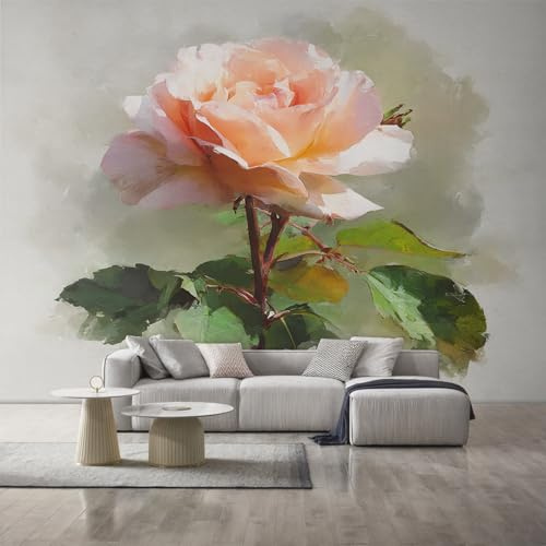Générique Papier Peint Rose 450X260cm, Papier Peint Intissé Fleur Modern Aquarelle Salon Chambre Panoramique Decoration, Fresque Murale Décoration Murale D29