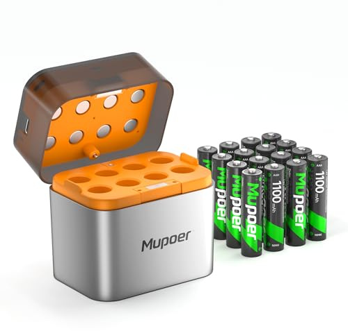 AAA Akkus Wiederaufladbar mit Ladegerät 16er-Pack,Aufladbare Batterien AAA NiMH 1.2V 1100mAh,Akku-Ladegerät AA/AAA,Akku für Gigaset Telefon,Kamera,Spielzeug,Rechargeable Battery 3A,Kamerakku