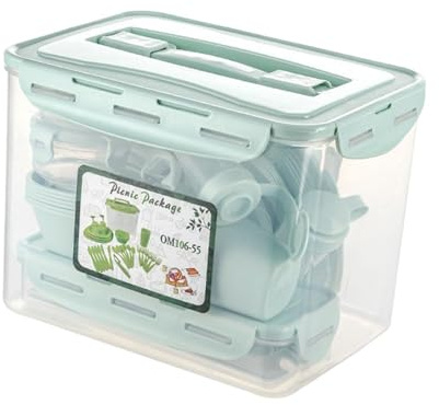 Oshhni Service de Table incassable, Assiettes et Bols, pour l'école, Le Camping-Car, la pêche, Le Bureau, la randonnée, Les Couverts, Les, Vert