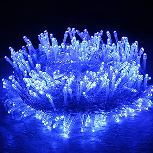 WxiaoD Ghirlanda di luci per esterni, 50 m, 500 LED, per interni e Natale, 8 modalità, per albero di Natale, casa, camera da letto, giardino, colore: blu