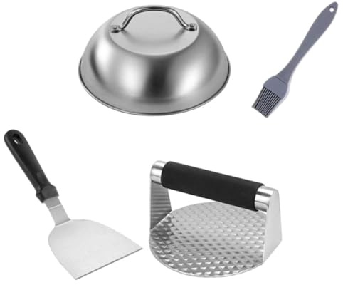 TOYANDONA Set Presse Hamburger INOX avec Poignée Outil Presse-Viande pour Barbecue Kit pour Galettes Smash Burger et Pâtés Maison