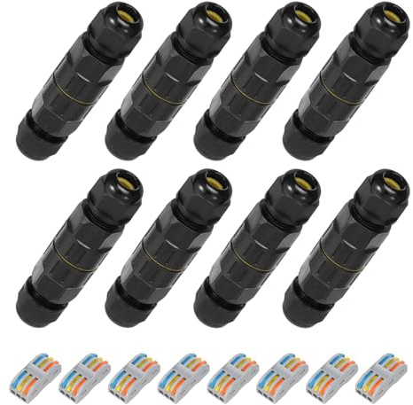 JUNFEIFLUX 8er-Pack Kabelverbinder Wasserdicht IP68, Wasserdichte Kabelverbinder mit 3-polig Verbindungsklemmen für Ø5-10mm Kabeldurchmesse, CESFONJER Abzweigdose Wasserdicht