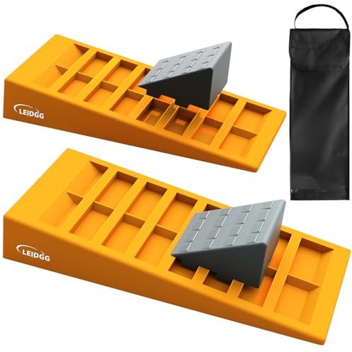 LEIDGG RV Leveling Blocks 2 Pack Heavy Duty Camper Leveler with Storage BagSupports Up to 10000 LBS Adjustable Up to 3IN Ideal for Travel Trailers, Campers, RVs, Motorhomes