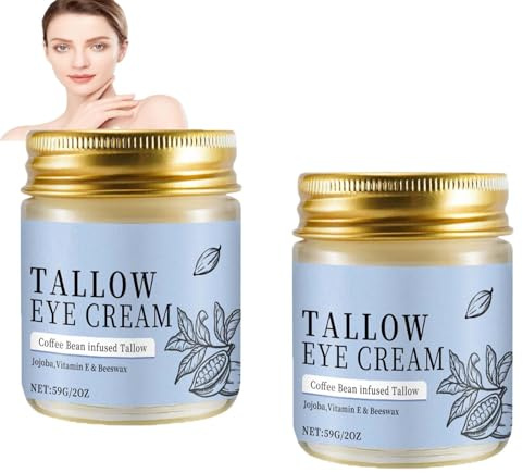 Crema contorno occhi al sego di manzo al caffè per le occhiaie, crema contorno occhi al sego di manzo biologico, riparazione rapida delle rughe, senza profumo, per donna e uomo