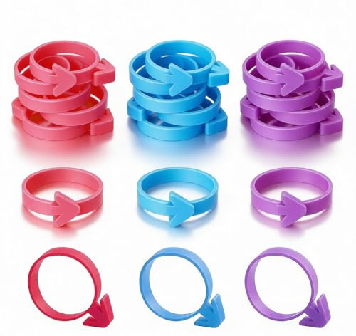 54 Pcs Pastry Bag Ties, Silicone Piping Bag Ties & Icing Bag Ties for Baking, Reusable Sealing Decoration Bags Clips for Cupcakes Cookies Cake Decorating (Blue, Purple, Rose Red)