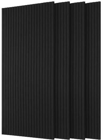 Ansobea Akustikpaneele Selbstklebend 4Stück,Akustikplatten 120x60x0.9 cm,Schallschutzplatten für Modernes Büro Wohnzimmer Musikstudio Schlafzimmer Heimkino,Acoustic Panel Schwarz