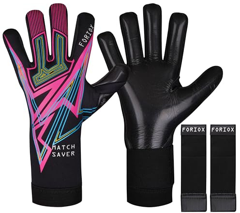 Foriox Football Goalkeeper Gloves, Professional, 4mm Anti-Slip German Latex, Super Grip Palms, for Youth and Adult