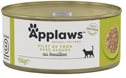 Applaws 100% natürliches Premium-Nassfutter für Katzen, Thunfischfilet mit Algen in Brühe - Packung mit 24 x 156g Dosen