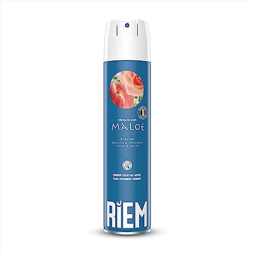 RIEM - Desodair bleu 300 ml - Spray Désodorisant d’Atmosphère Sec - Sans Retombées Humides - Parfum Fleurs et Fruits