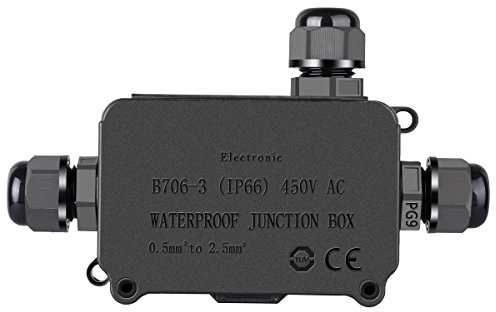 COOLWEST IP66 Waterproof Outdoor 3 Cable PG9 Black Plastic Connector Gland Electrical Junction Box