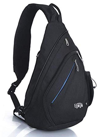 EGOGO Multifunktions Schultertasche Rucksack Crossbody Tasche Sling Tasche Wandern Dackpack ein sollte Schultergurt für Männer und Frauen E300-4 (Hot Black)
