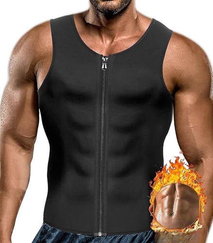 Men Sauna Vest Sweat Waist Trainer Zipper Hot Neoprene Tank Top Corset Compression Body Shaper Sauna Shirt Workout